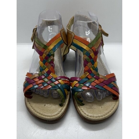 Authentic Mexican Huaraches Women's Sz 9 Multicolor Leather Shoes Sandals Buckle - Picture 2 of 8